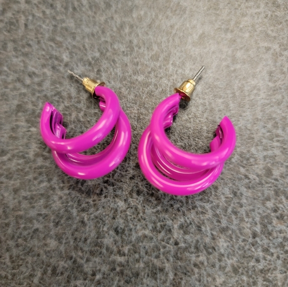 COPY - Hot Pink Small Hoop Earrings - Picture 1 of 3